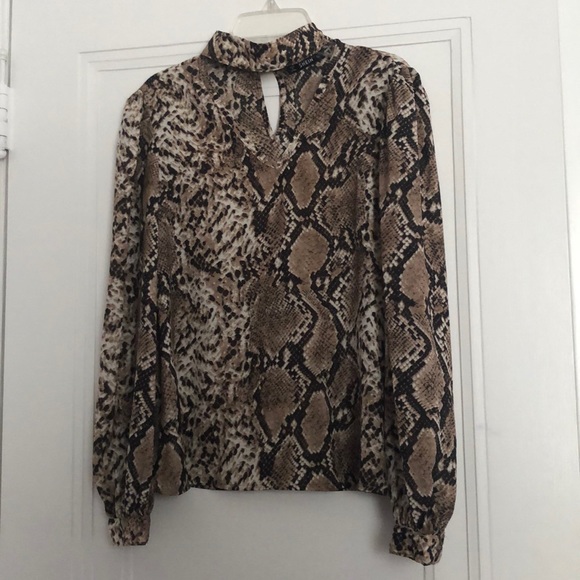 SHEIN Tops - Snakeskin Choker-Neck Blouse